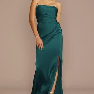 David's Bridal Galina Signature Strapless Charmeuse Dress Gem Green size 2 NWT